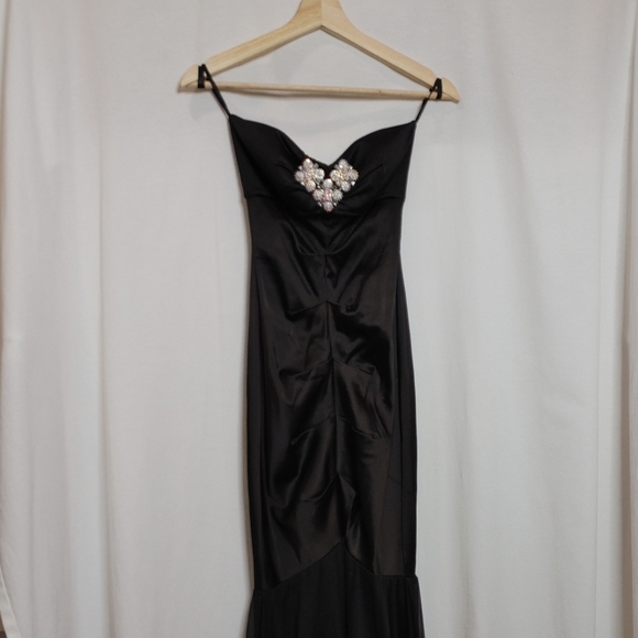 Cache‎ Vintage Strapless Mermaid Dress Stretch Fitted Crystal Embellishments 2 - Picture 14 of 16
